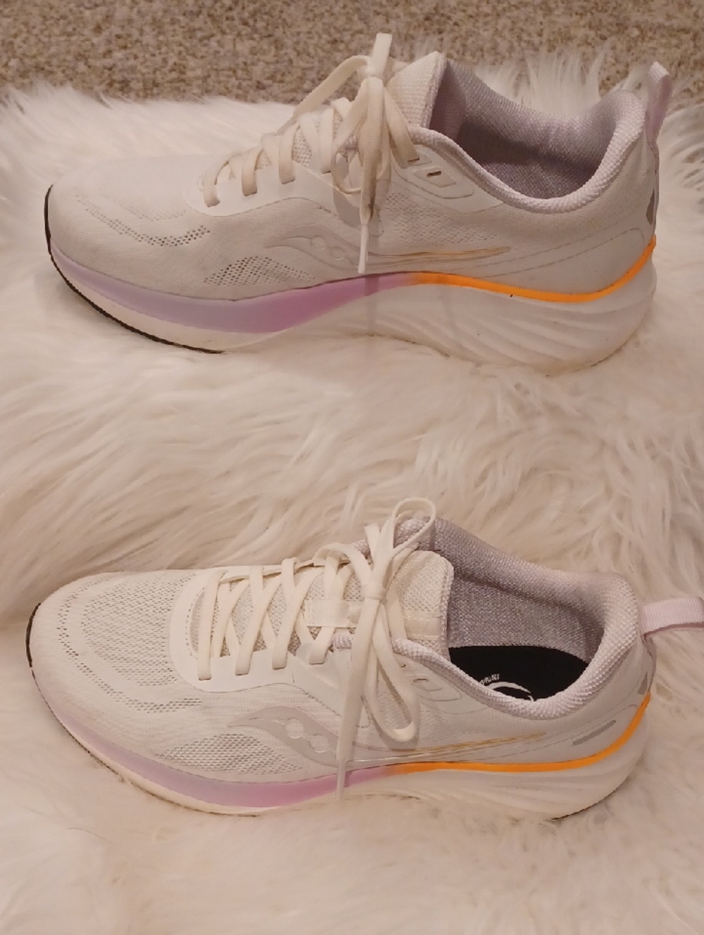 Saucony Women's White Sneakers with Purple and Orange Accents